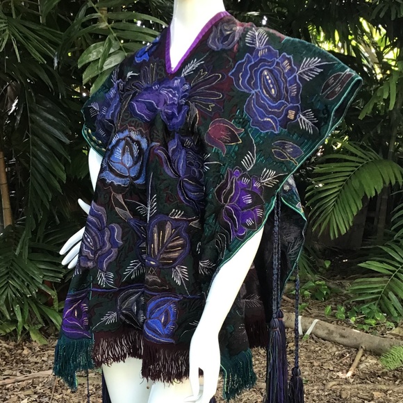 Vintage Jackets & Blazers - Chinese heavy cotton embroidered poncho